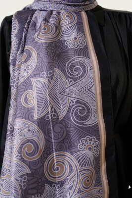 Mandala Motif Soft Şal Gri - Başörtüsü