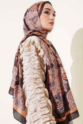 Mandala Motif Soft Şal Siyah Taba - Başörtüsü