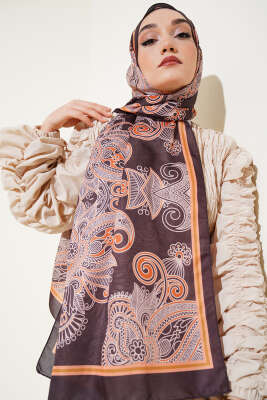 Mandala Motif Soft Şal Siyah Taba 