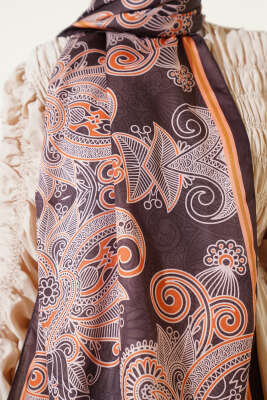 Mandala Motif Soft Şal Siyah Taba - Başörtüsü