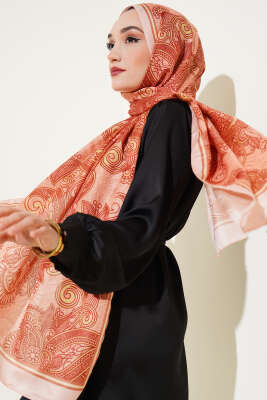 Mandala Motif Soft Şal Somon - Başörtüsü