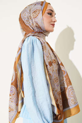 Mandala Motif Soft Şal Yağ Yeşili - Başörtüsü
