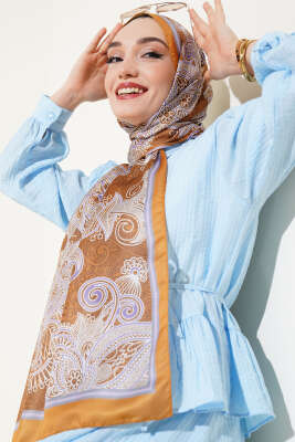 Mandala Motif Soft Şal Yağ Yeşili 