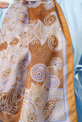 Mandala Motif Soft Şal Yağ Yeşili - Başörtüsü