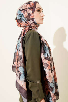 Manolya Desen Şal Acı Kahve - Başörtüsü