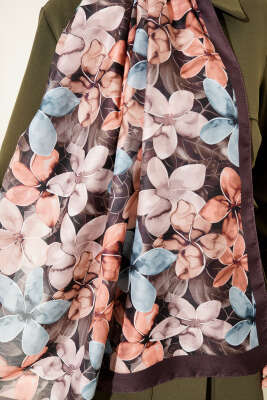 Manolya Desen Şal Acı Kahve - Başörtüsü