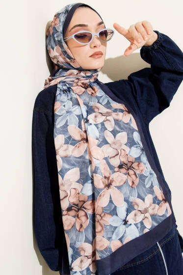 Manolya Desen Şal Lacivert - Başörtüsü