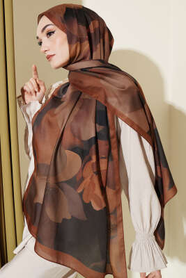 Manolya Desenli Şal Camel - Başörtüsü