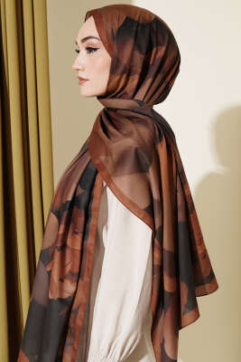 Manolya Desenli Şal Camel - Başörtüsü