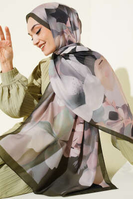 Manolya Desenli Şal Haki 