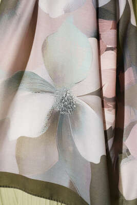 Manolya Desenli Şal Haki - Başörtüsü