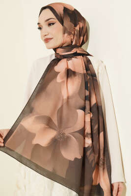 Manolya Desenli Şal Kamuflaj Yeşili - Başörtüsü