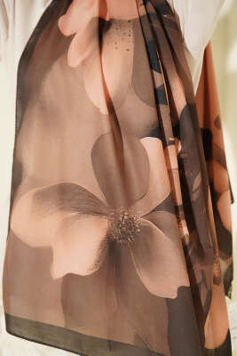 Manolya Desenli Şal Kamuflaj Yeşili - Başörtüsü