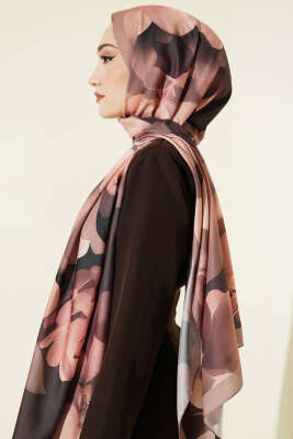 Manolya Desenli Şal Latte - Başörtüsü