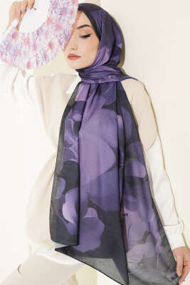 Manolya Desenli Şal Lila 