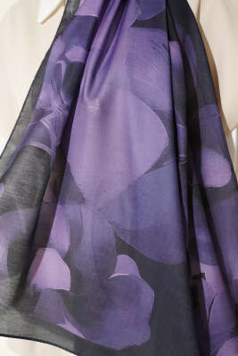 Manolya Desenli Şal Lila - Yılın Fırsatı