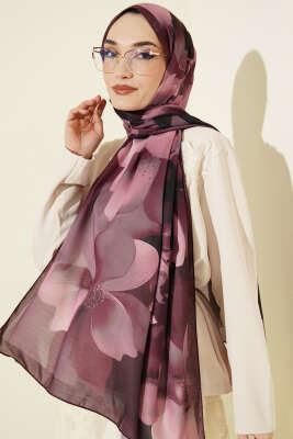 Manolya Desenli Şal Mürdüm - ŞEHRİ ŞAL