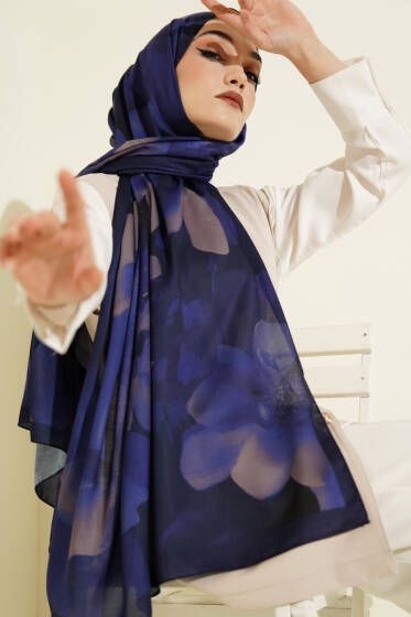 Manolya Desenli Şal Parlement - Başörtüsü