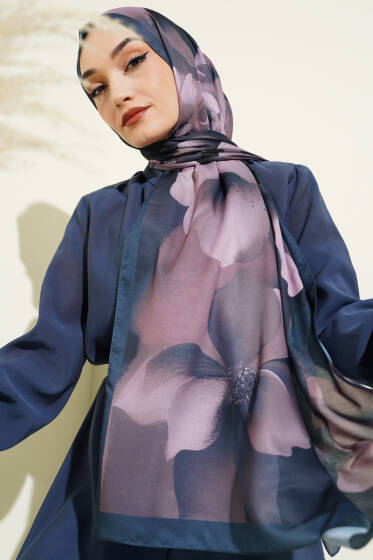 Manolya Desenli Şal Petrol - Başörtüsü
