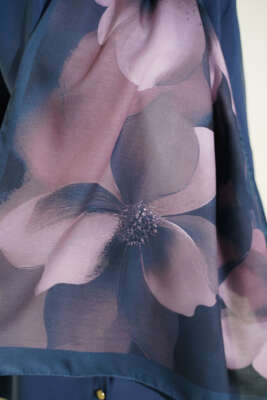 Manolya Desenli Şal Petrol - Başörtüsü