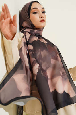 Manolya Desenli Şal Siyah 