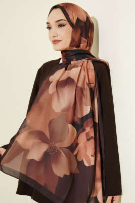 Manolya Desenli Şal Taba - Başörtüsü