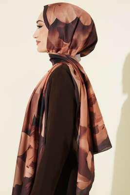 Manolya Desenli Şal Taba - Başörtüsü