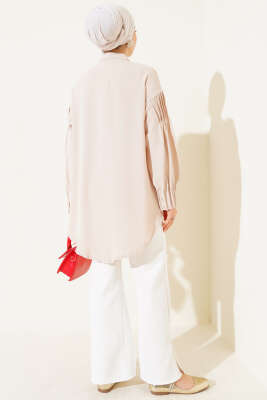 Manşet Büzgülü Tunik Bej - 100-300 TL Ürünler