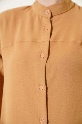 Manşet Büzgülü Tunik Camel - Tunik