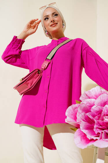 Manşet Büzgülü Tunik Fuşya - Yılın Fırsatı