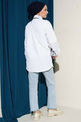 Manşet Düğmeli Düz Gömlek Beyaz - Gömlek