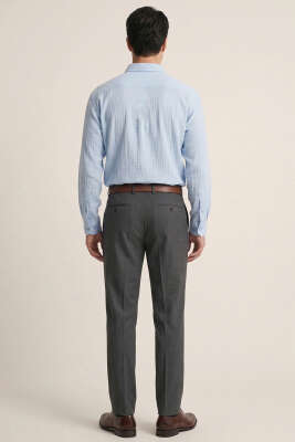 Manşet Düğmeli Keten Erkek Gömlek Mavi - Erkek Gömlek