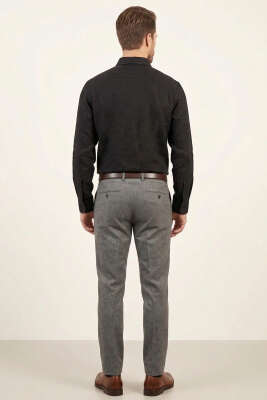 Manşet Düğmeli Keten Erkek Gömlek Siyah - Erkek Gömlek