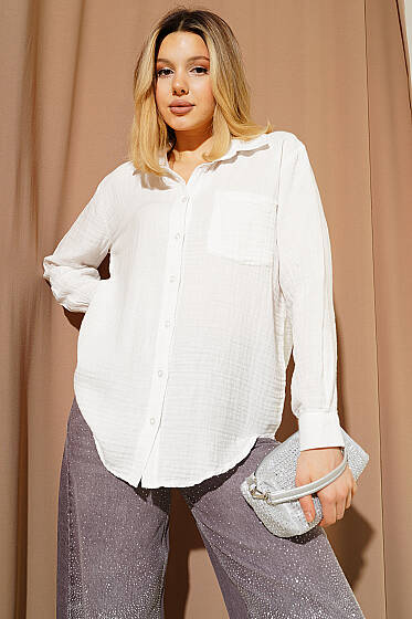 Manşet Düğmeli Müslin Gömlek Ekru - Kadın Giyim Modelleri