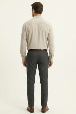 Manşet Düğmeli Tensel Erkek Gömlek Bej - Erkek Gömlek