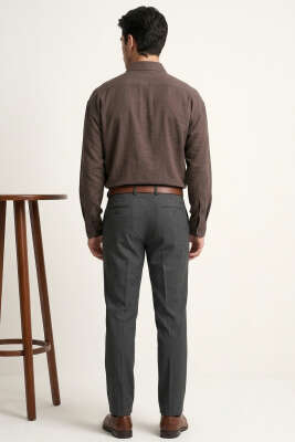 Manşet Düğmeli Tensel Erkek Gömlek Kahve - Erkek Gömlek