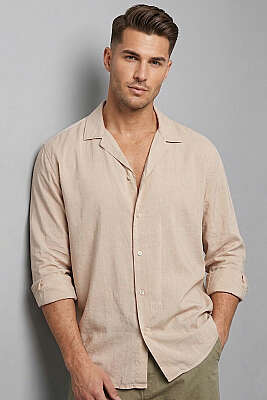 Manşet Düğmeli Tensel Erkek Gömlek Latte - WİPEOUT