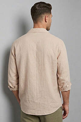 Manşet Düğmeli Tensel Erkek Gömlek Latte - Yılın Fırsatı