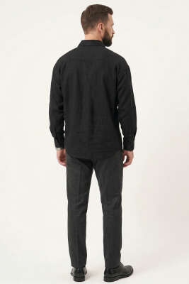 Manşet Düğmeli Tensel Erkek Gömlek Siyah - Erkek Gömlek