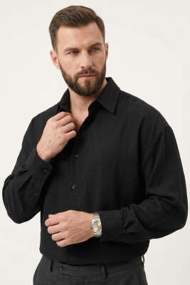 Manşet Düğmeli Tensel Erkek Gömlek Siyah - DEEP POİNT