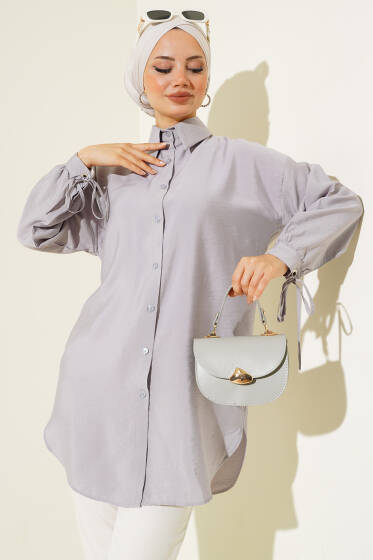 Manşeti Kuş Gözlü Gömlek Gri - Gömlek