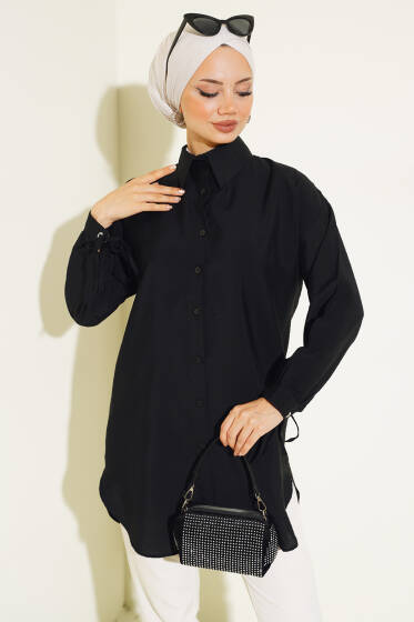 Manşeti Kuş Gözlü Gömlek Siyah - Gömlek