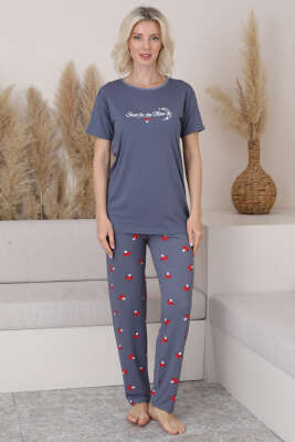 Mantar Baskılı Kısa Kol Pijama Takım Kayrak Grisi - Pijama