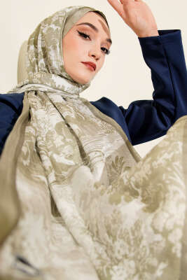 Manzara Desen Bambu Kraş Şal Çağla Yeşili - MODA KAPRİS