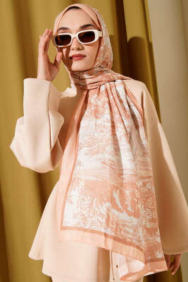 Manzara Desen Bambu Kraş Şal Latte - Başörtüsü