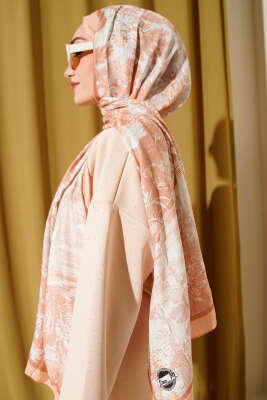 Manzara Desen Bambu Kraş Şal Latte - Başörtüsü