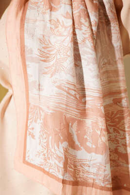 Manzara Desen Bambu Kraş Şal Latte - Başörtüsü