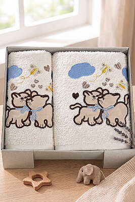 Masal Serisi 2'li Bebek Havlu Seti Ekru - MAHİR HAVLU