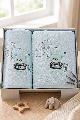 Masal Serisi 2'li Bebek Havlu Seti Mint - MAHİR HAVLU