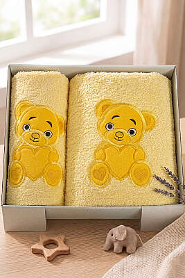 Masal Serisi 2'li Bebek Havlu Seti Sarı - MAHİR HAVLU